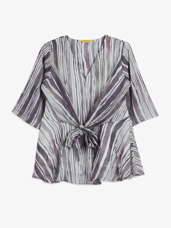 Rayon cotton stripe purple top
