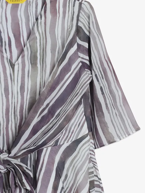 Rayon cotton stripe purple top