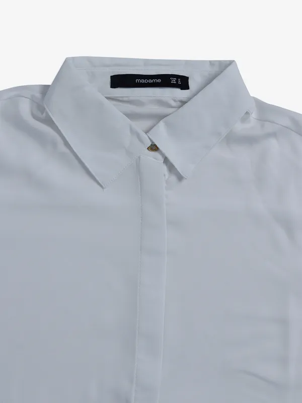 Rayon cotton white shirt in plain