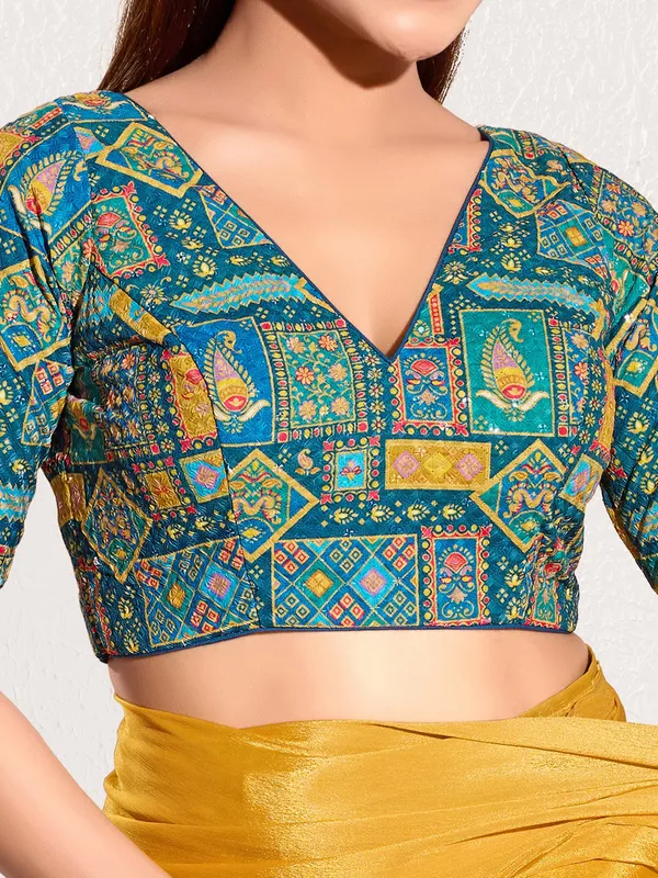 Ready made blue viscose rayon blouse