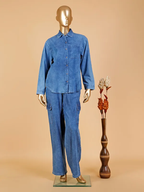 Recap blue denim co ord set