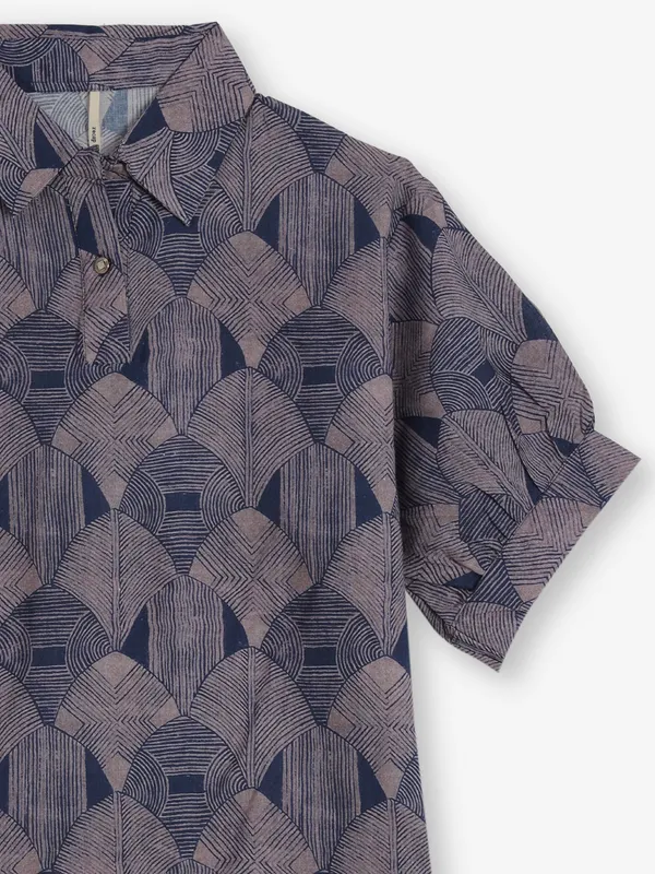 RECAP blue textured silk top for women