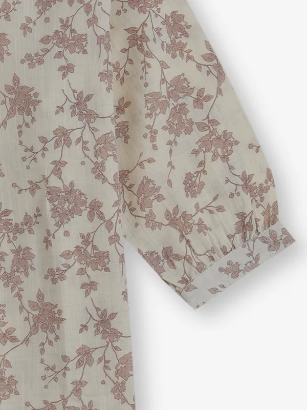 RECAP cream printed cotton top