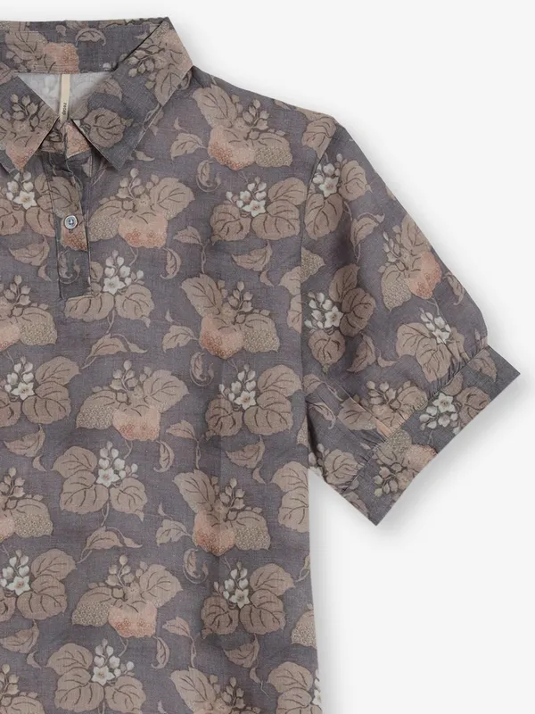 RECAP grey cotton printed top