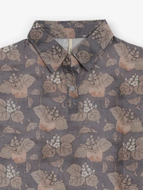 RECAP grey cotton printed top