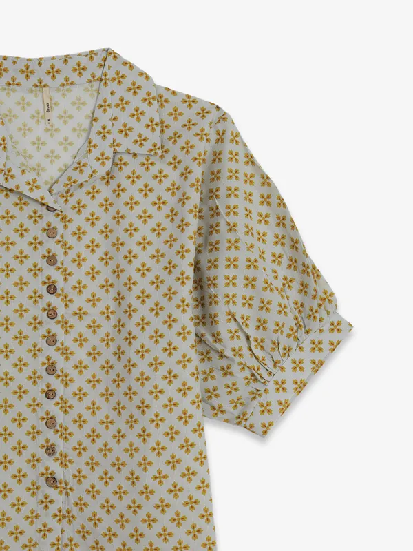 RECAP yellow printed silk crop top