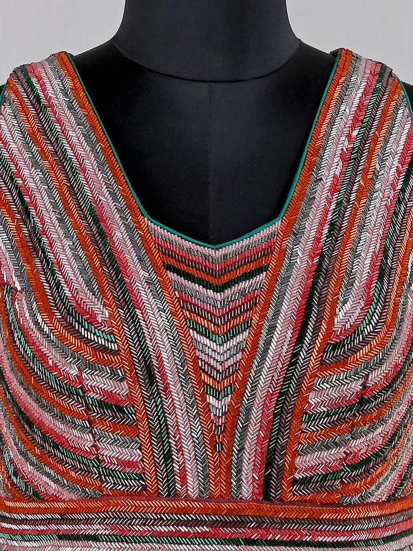 Designer multi color net gown for reception