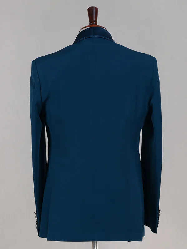 Reception solid rama blue coat suit in terry rayon