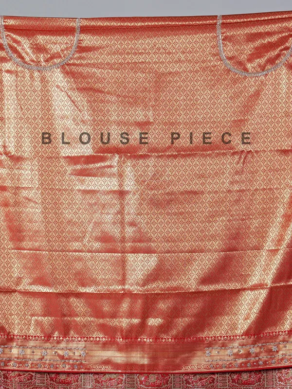 Red and beige kanjivaram silk saree