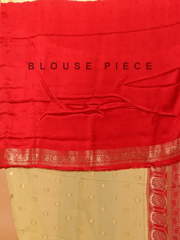 Red and khaki wedding saree in silk