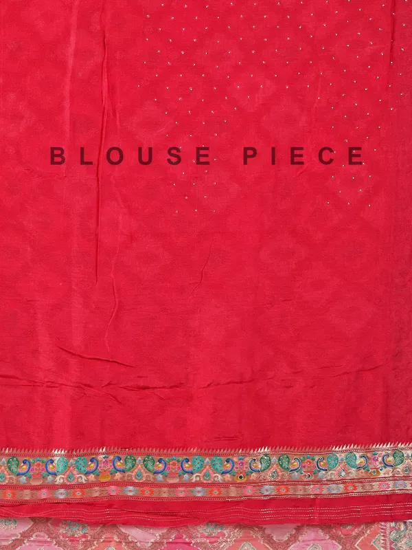 Red and pink silk saree with subtle zari highlights