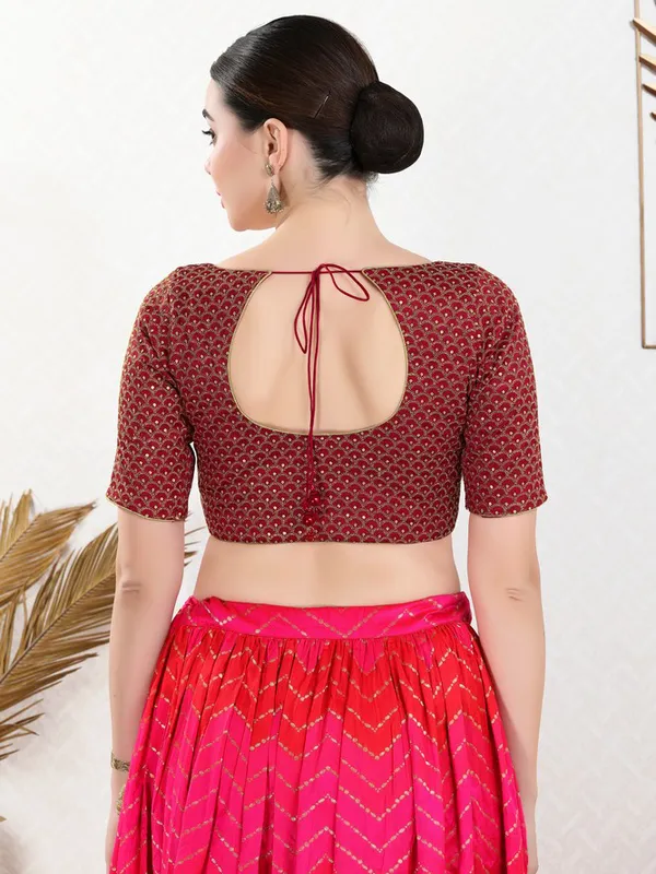 Red art silk blouse