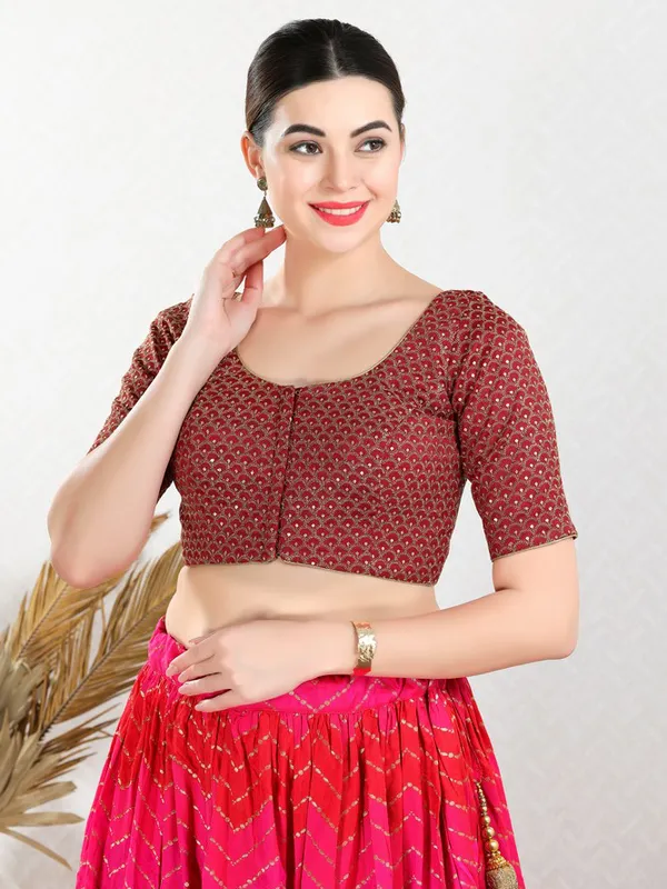 Red art silk blouse