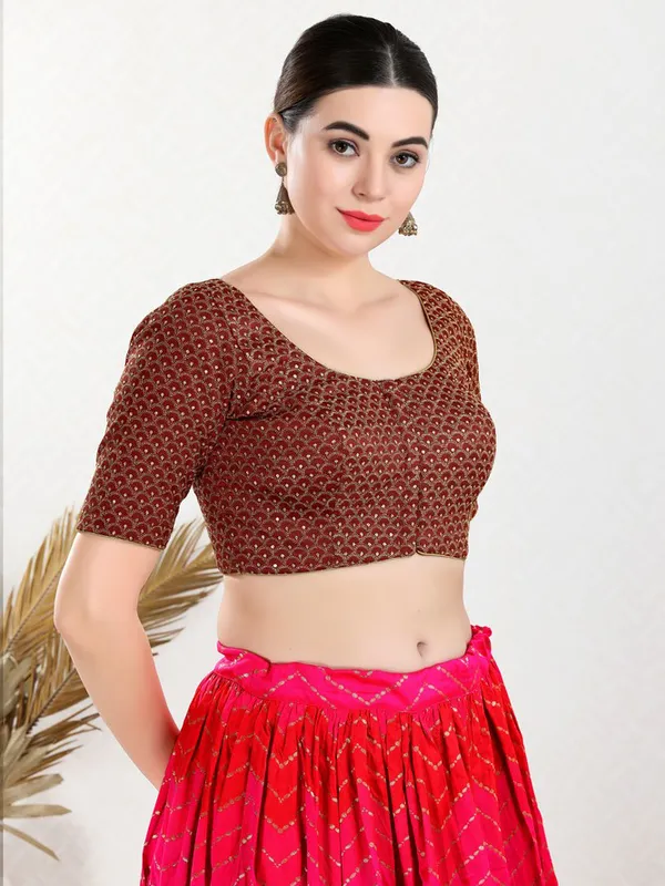 Red art silk blouse