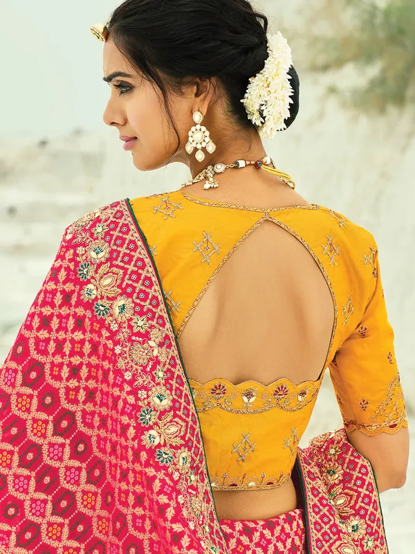 Red bandhej wedding wear saree in georgette