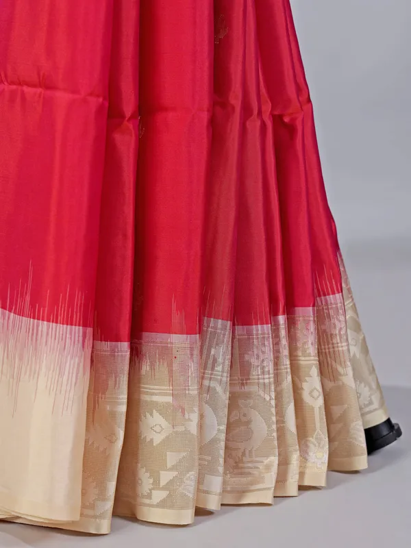 Red banglori silk saree with grand zari weaving