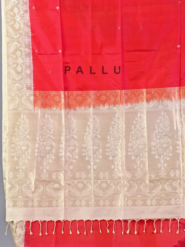Red banglori silk saree with grand zari weaving