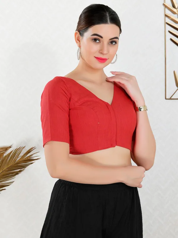 Red cotton blouse in plain