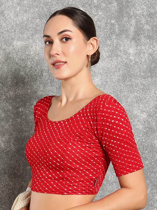 Red cotton printed blouse