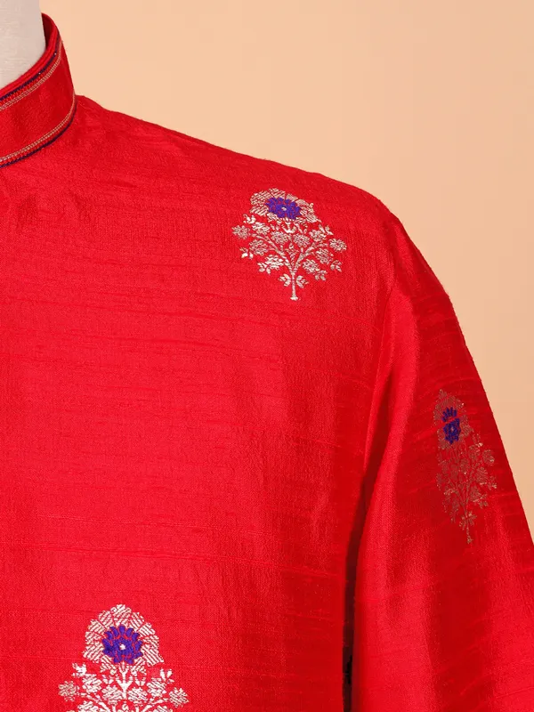 Red cotton silk festive wear kurta suit suit