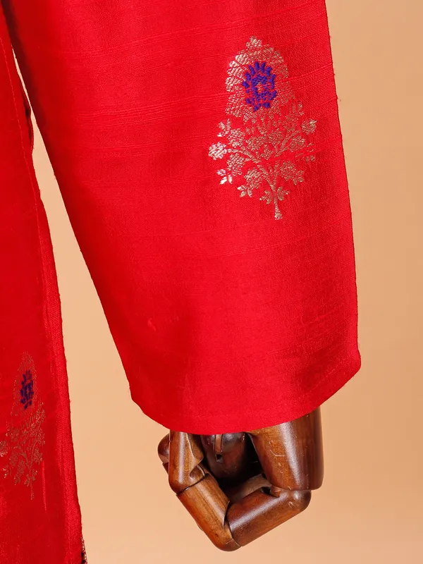 Red cotton silk festive wear kurta suit suit