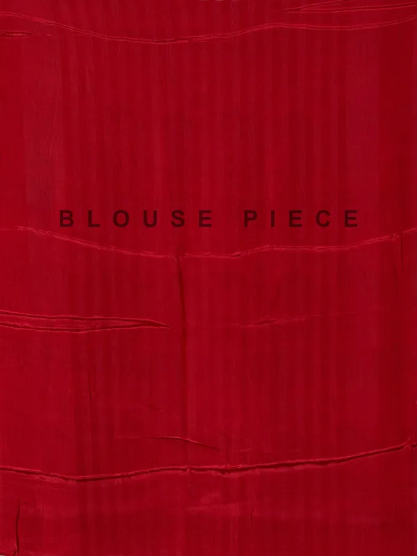Red crepe silk saree with thread and mirror work