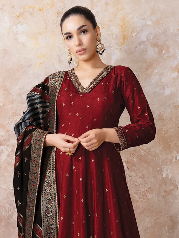 Red designer suit with dupatta