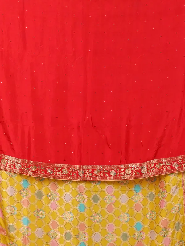Red dola silk printed saree for women