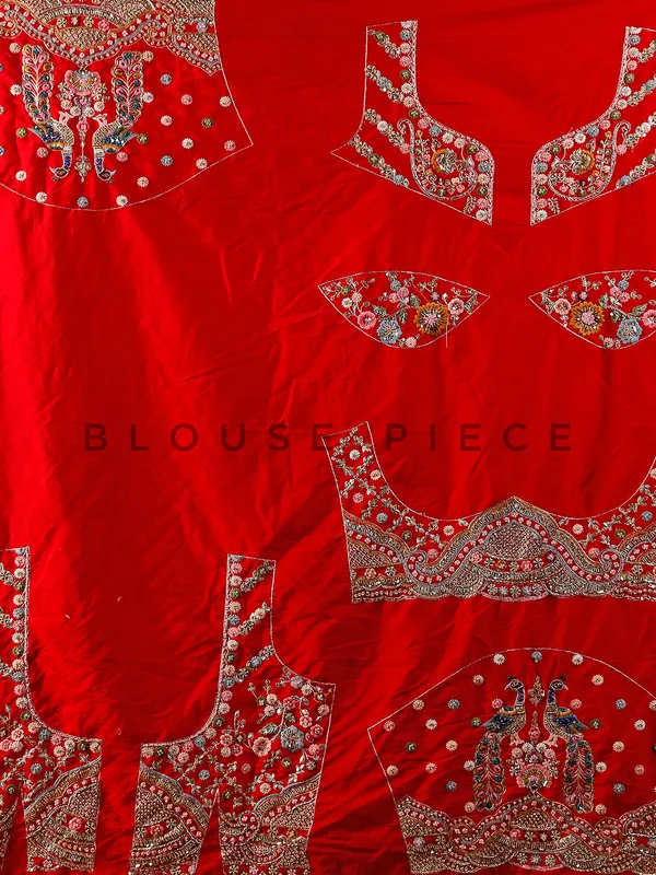 Red embroidery raw silk lehenga choli