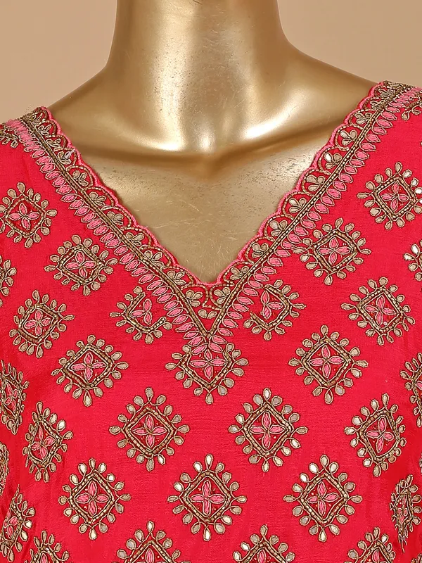 Red georgette dhoti suit for wedding and festive