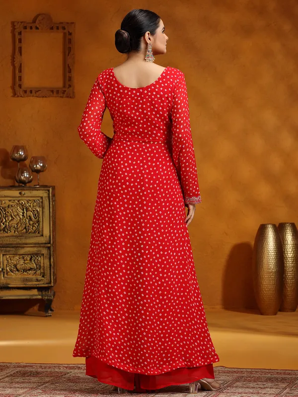 Red georgette wedding wear palazzo suit for women