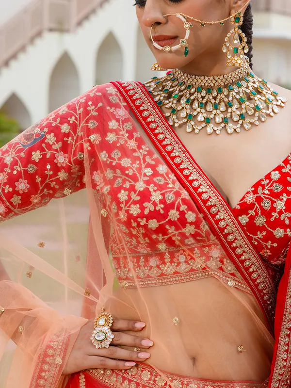 Red gorgeous silk bridal lehenga choli