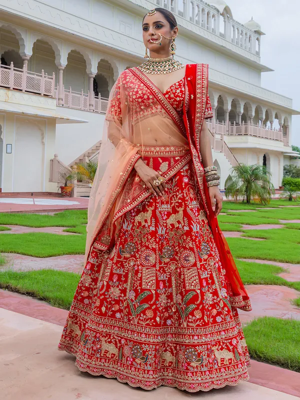 Red gorgeous silk bridal lehenga choli