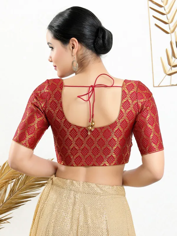 Red jacquard ready made blouse