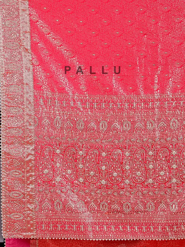 Red kanjivaram silk saree with gota work