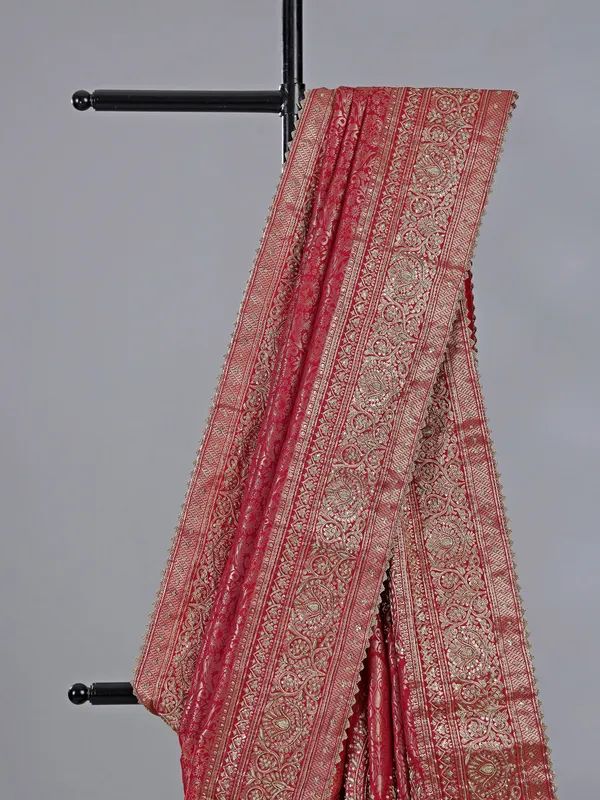 Red kanjivaram silk saree with zardosi work