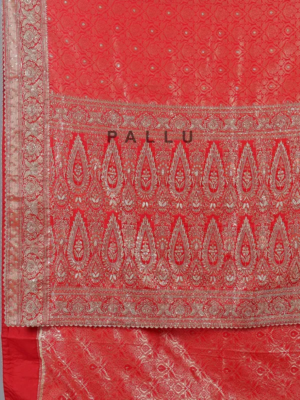 Red kanjivaram silk saree with zari work
