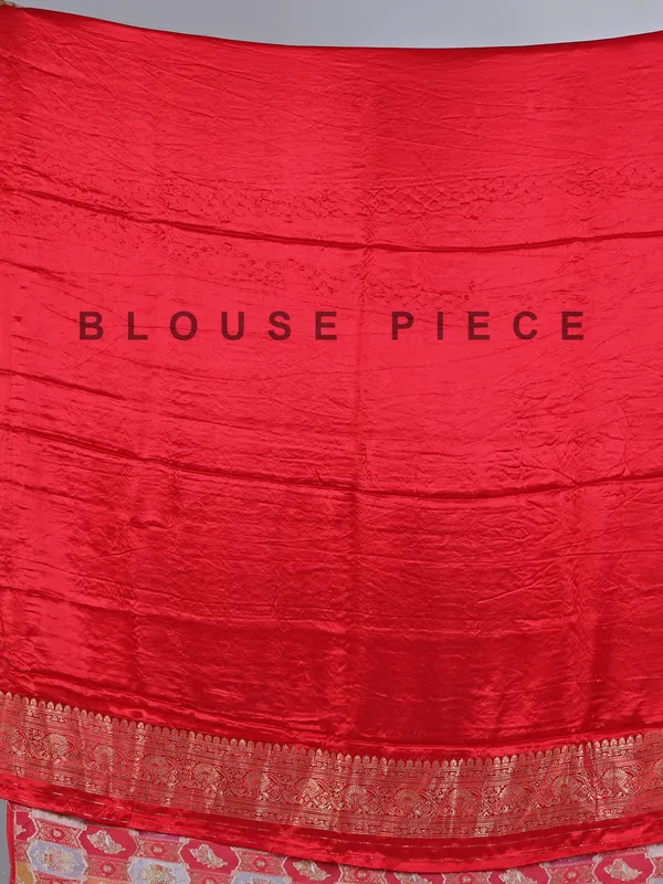 Red modal silk saree with zari work