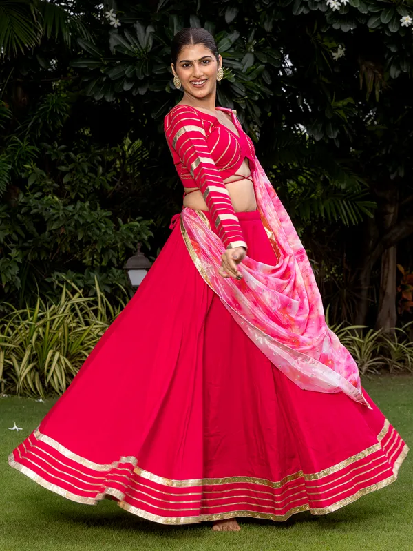 Red navratri silk lehenga choli with gota work
