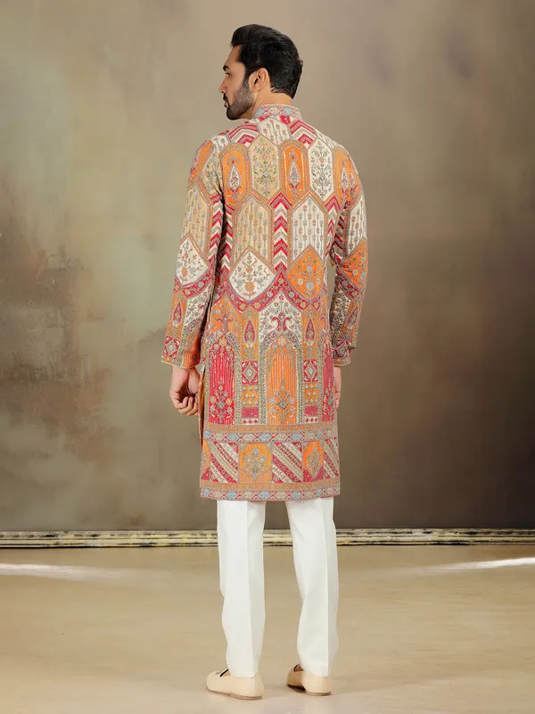 Red orange zardosi kurta for navratri look