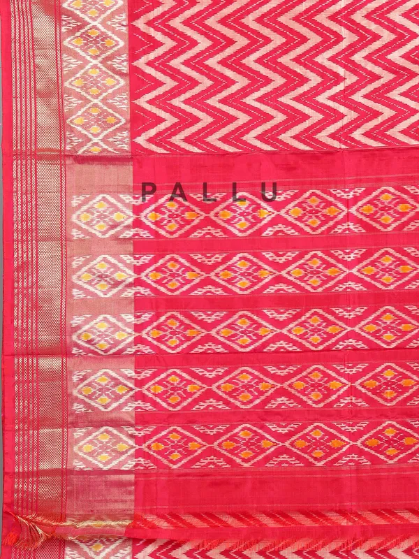 Pink zigzag printed patola silk saree