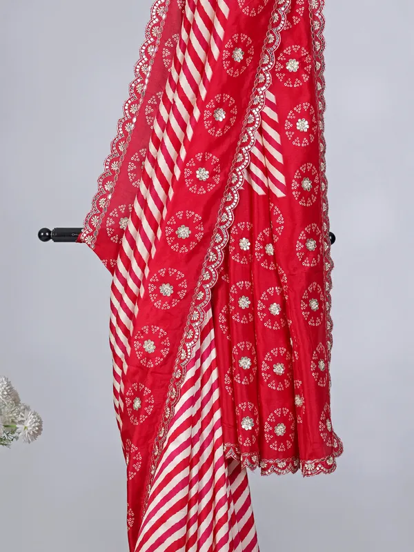 Red patola silk saree for women wedding wear