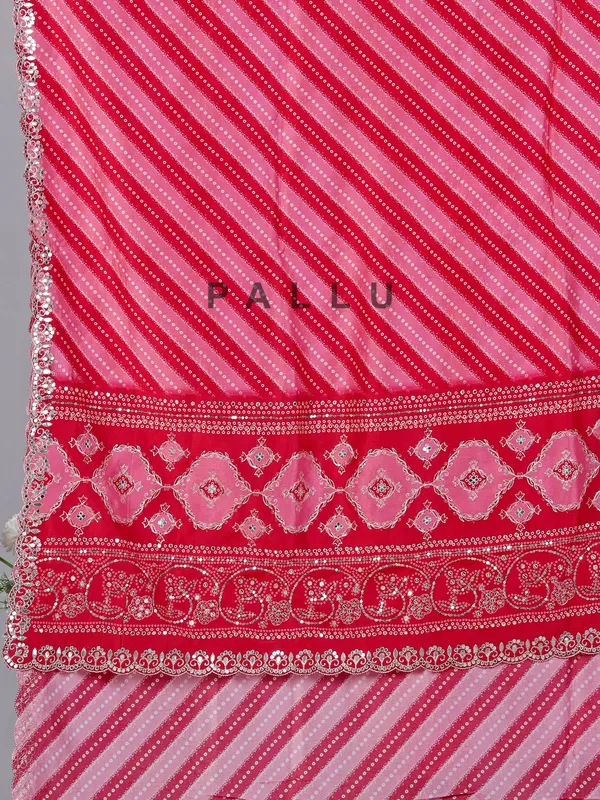 Red pink silk festival wear saree