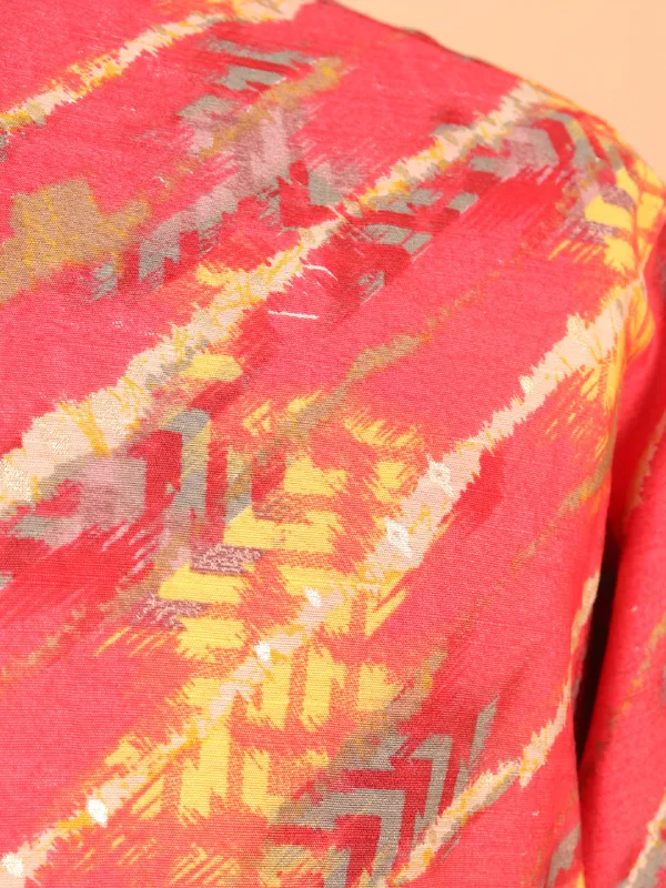 Red printed cotton kurta suit for men for festival