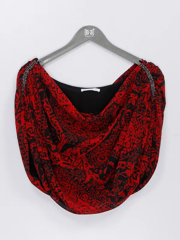 Red printed crop top
