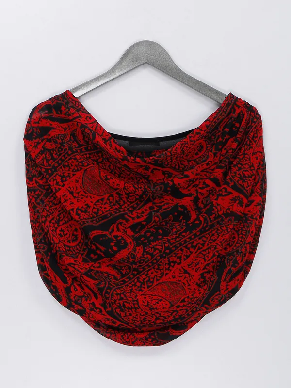 Red printed crop top