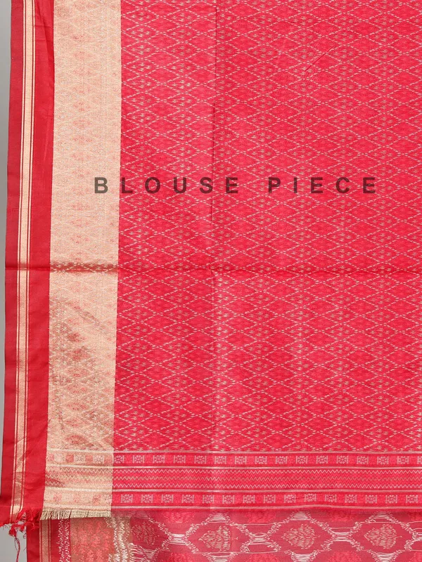 Red printed semi cotton silk saree for women