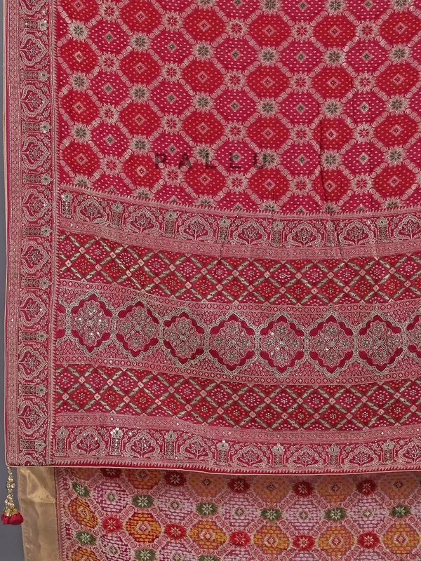 Red printed silk wedding wear saree
