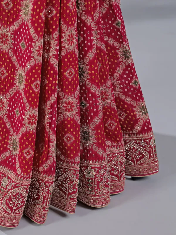 Red printed silk wedding wear saree