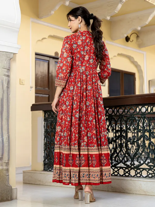 Red radiance stand collar kurti for women
